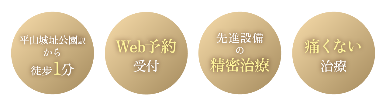 平山城址公園駅から徒歩1分 Web予約受付 先進設備の精密治療 痛くない治療
